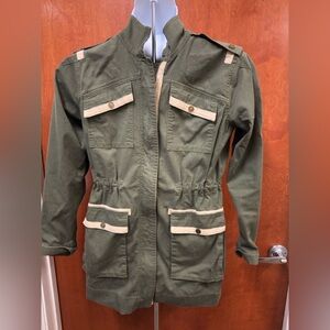 CAbi Olive Jacket with‎ Tan Details